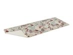 Kitchen runner with a nature-inspired pattern of leaves and acorns in muted colors.