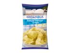 Tzatziki flavour crisps in a bag, with a Greek-themed background and a bowl of tzatziki.