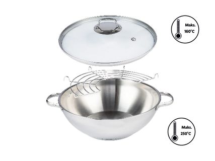 Nerūdijančiojo plieno „Wok“ keptuvė