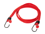Red bungee cord with metal hooks.