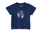 Navy blue baby t-shirt with white ice cream and popsicle print.