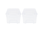Duas caixas de armazenamento transparentes para geladeira.