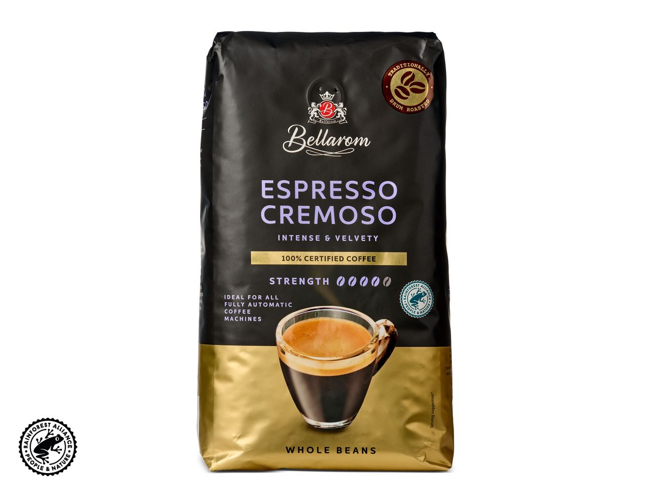 BellaRom Espresso Cremoso: hele bonen koffie, intens en fluweelzacht.