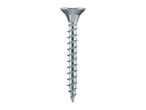 A single silver screw with a pointed tip and threaded shaft.