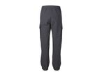 Men's dark grey cargo trousers with elasticated waistband and cuffs