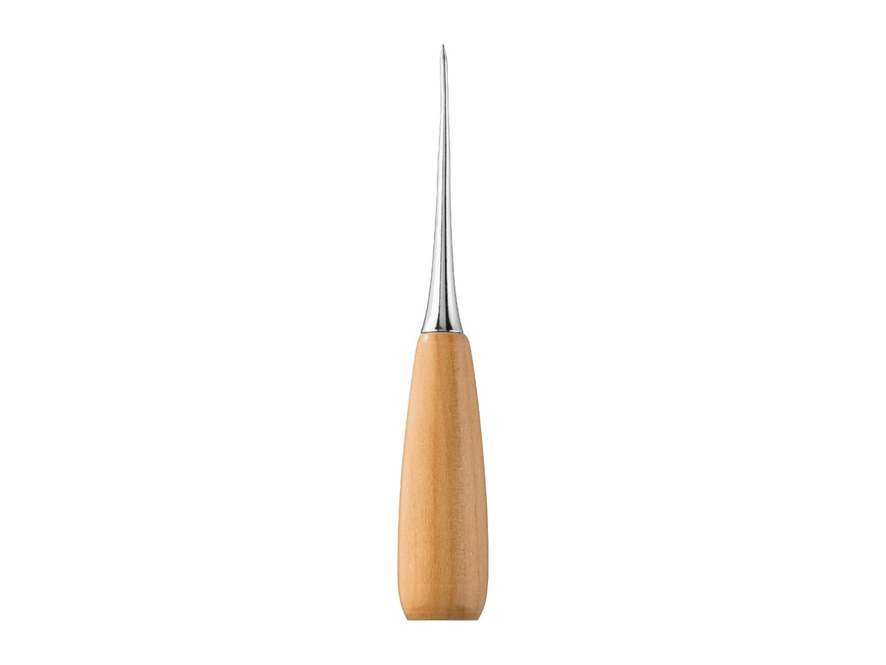 Wooden-handled awl with a sharp metal tip