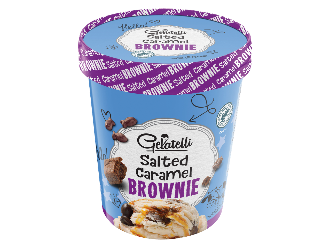 Glace Gelatelli caramel salé et brownie.