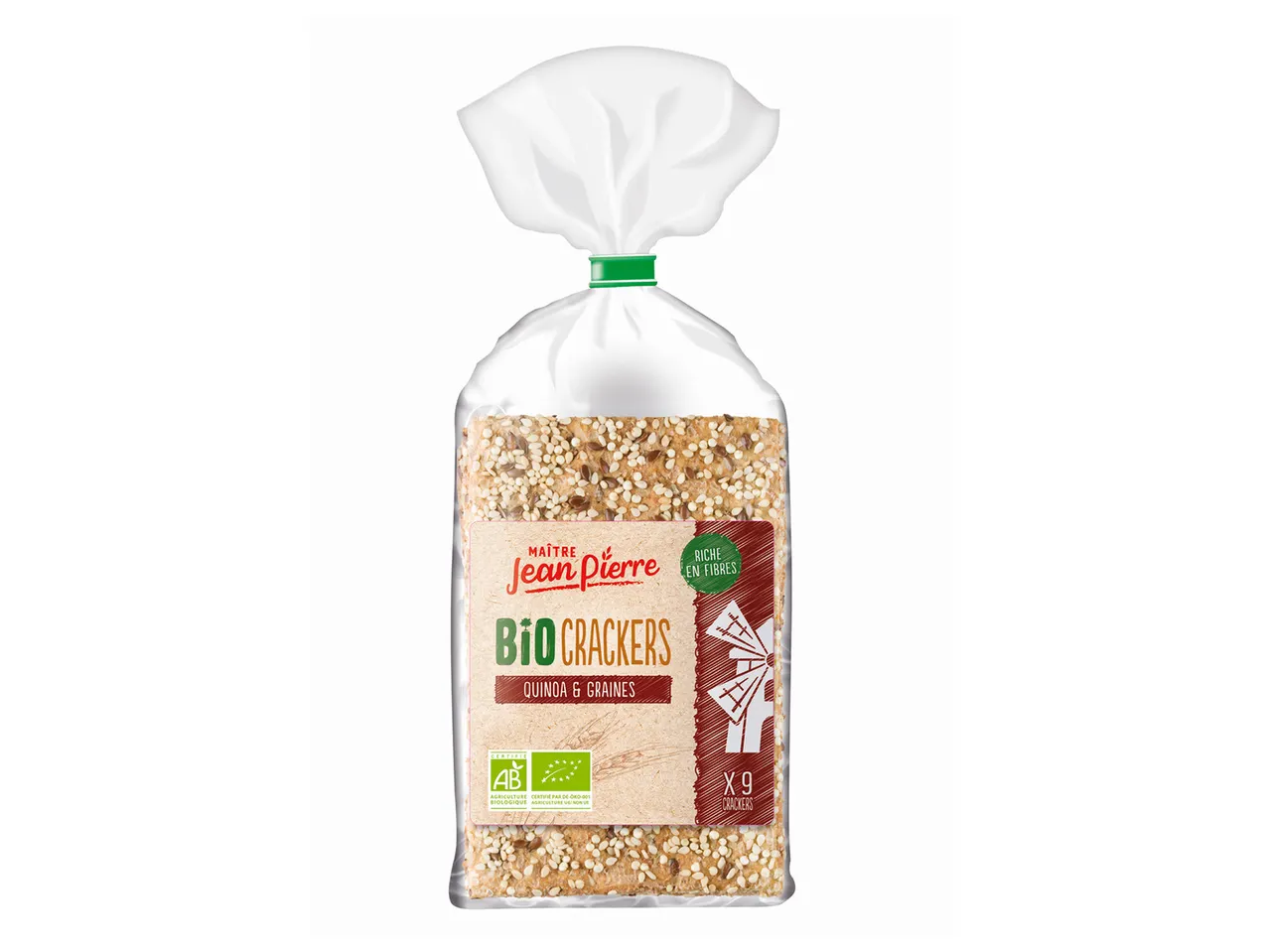Crackers bio Maitre Jean Pierre au quinoa et graines.
