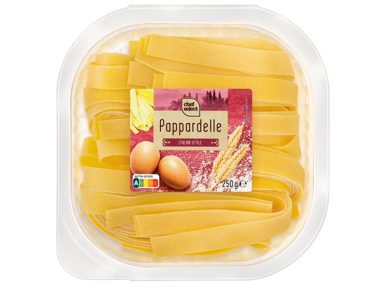 Опаковка с прясна папарделе в италиански стил, 250 г, с Nutri-Score A.