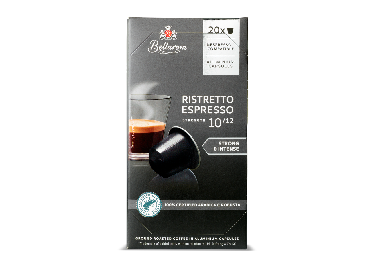 Bellarom Ristretto Espresso: 20 Nespresso-compatibele aluminium capsules.