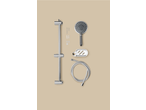 Livarno multifunction shower head with shower rail, hose, soap dish, screws, and wall plugs.