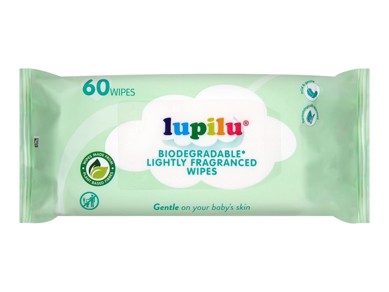 Lupilu biodegradable baby wipes, 60 count.