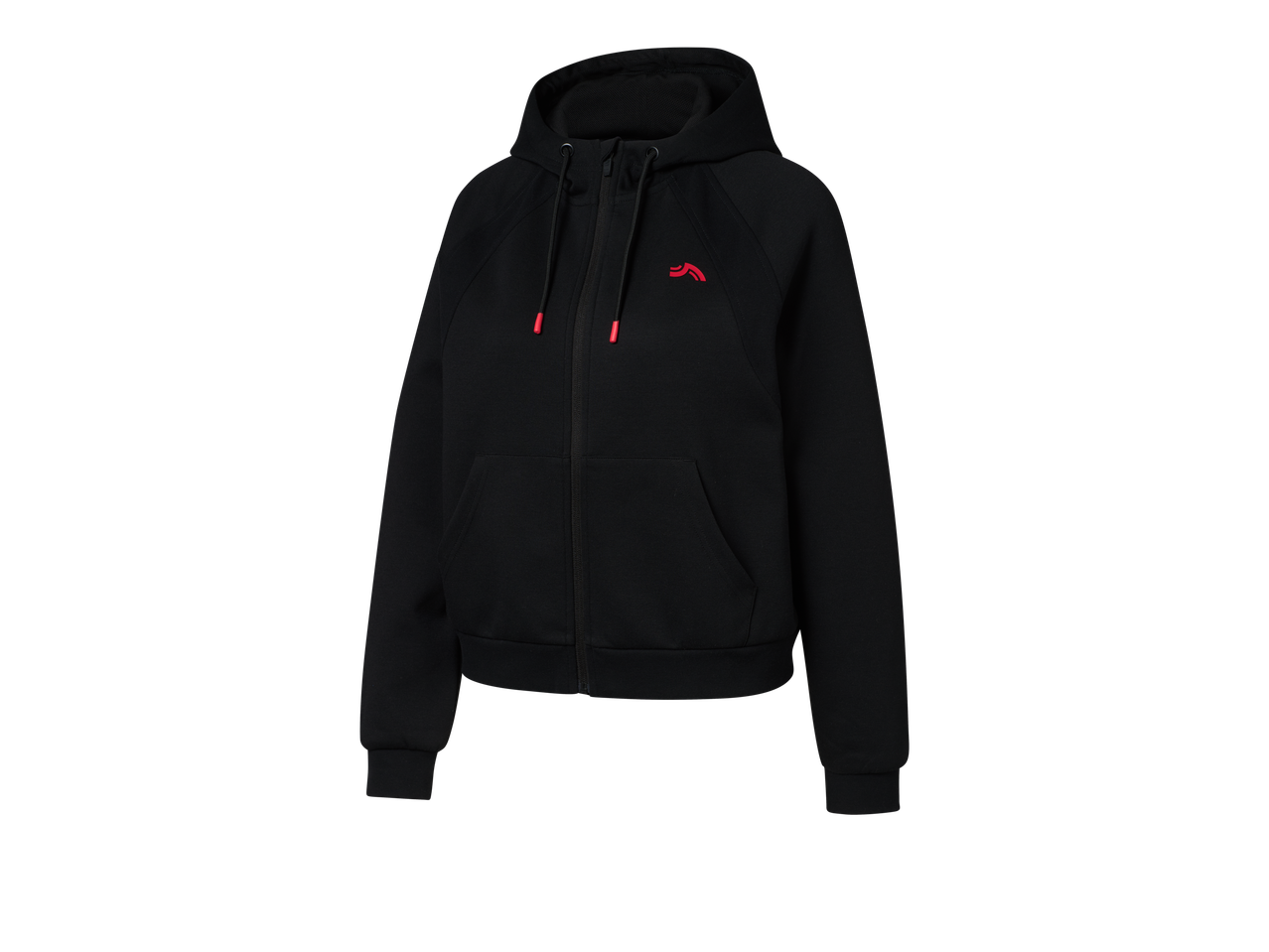 Crivit black zip-up hoodie with a red logo.