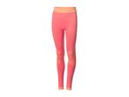 Pink and orange athletic leggings with textured knee panels