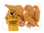 Lombinhos de frango empanados Pimpollo em bandeja plástica.