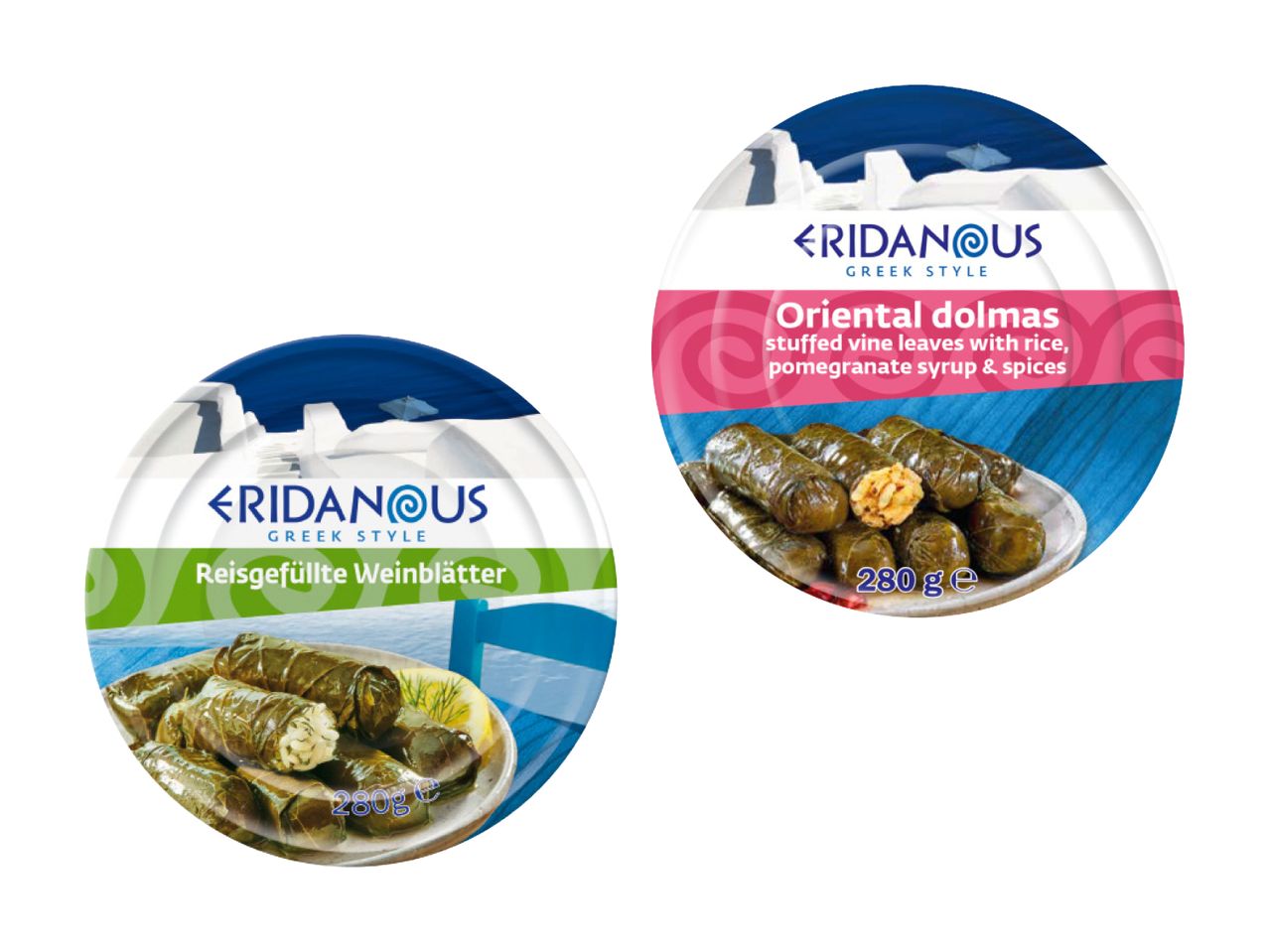 Eridanous: foglie di vite ripiene e dolmades, stile greco.