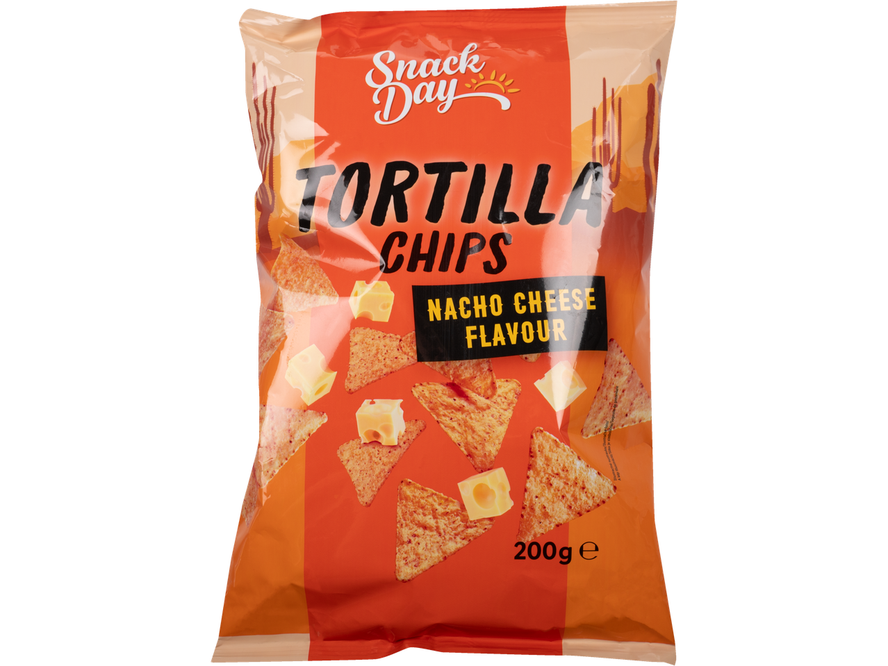 Snack Day chips tortilla, aromă nacho cheese.