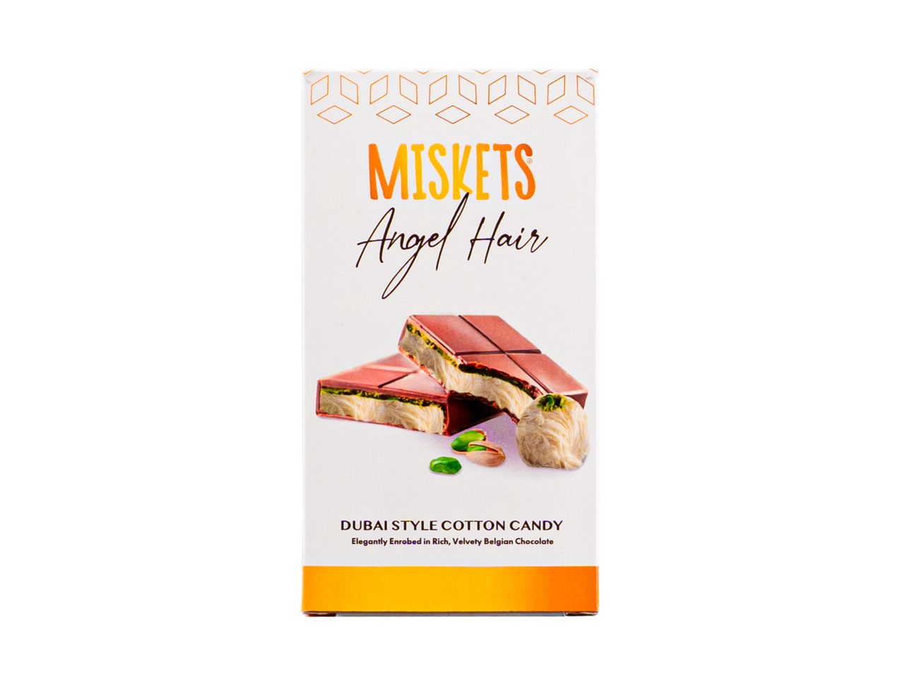 „Miskets“ „Angel Hair“ – Dubajaus stiliaus vatos saldainiai, elegantiškai aplieti Belgijos šokoladu.