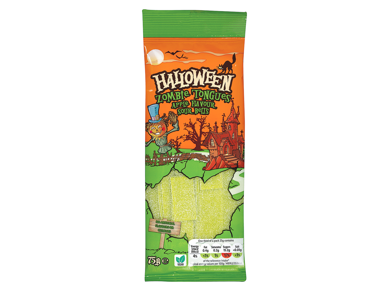 A pack of Halloween apple flavour sour belts zombie tongues