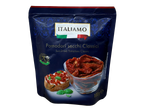 Sachet de tomates séchées classiques avec une bruschetta et un bol de tomates.