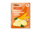 Mochi-is med mango og passionsfrugt i risdej, 6 stk. i en pakke på 210g.