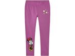 Leggings viola da bambina con stampa di Minnie e logo 'MM'.
