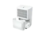 A white TRONIC® dehumidifier with its water tank pulled out.