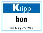 Test K-Tipp n° 7/2025, marquage bon.