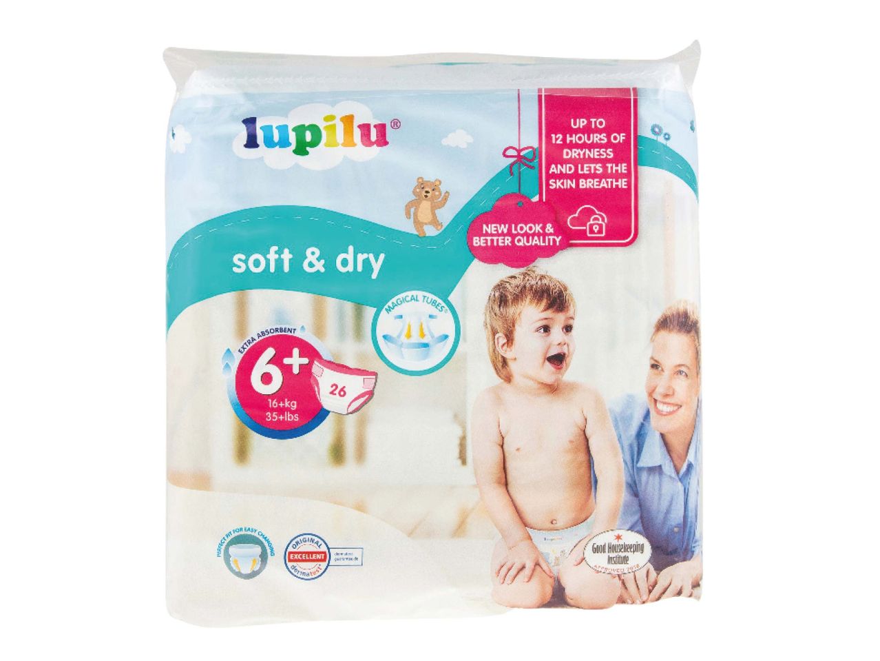 Lupilu soft & dry diapers, size 6+.