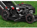 PARKSIDE PERFORMANCE petrol lawnmower with OHV engine and red accents.