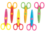 Комплект от 7 цветни ножици Crelanndo с различни форми на рязане.