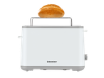 White Silvercrest toaster with a bread roll on the warming rack.
