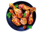 Roasted chicken legs with garlic.