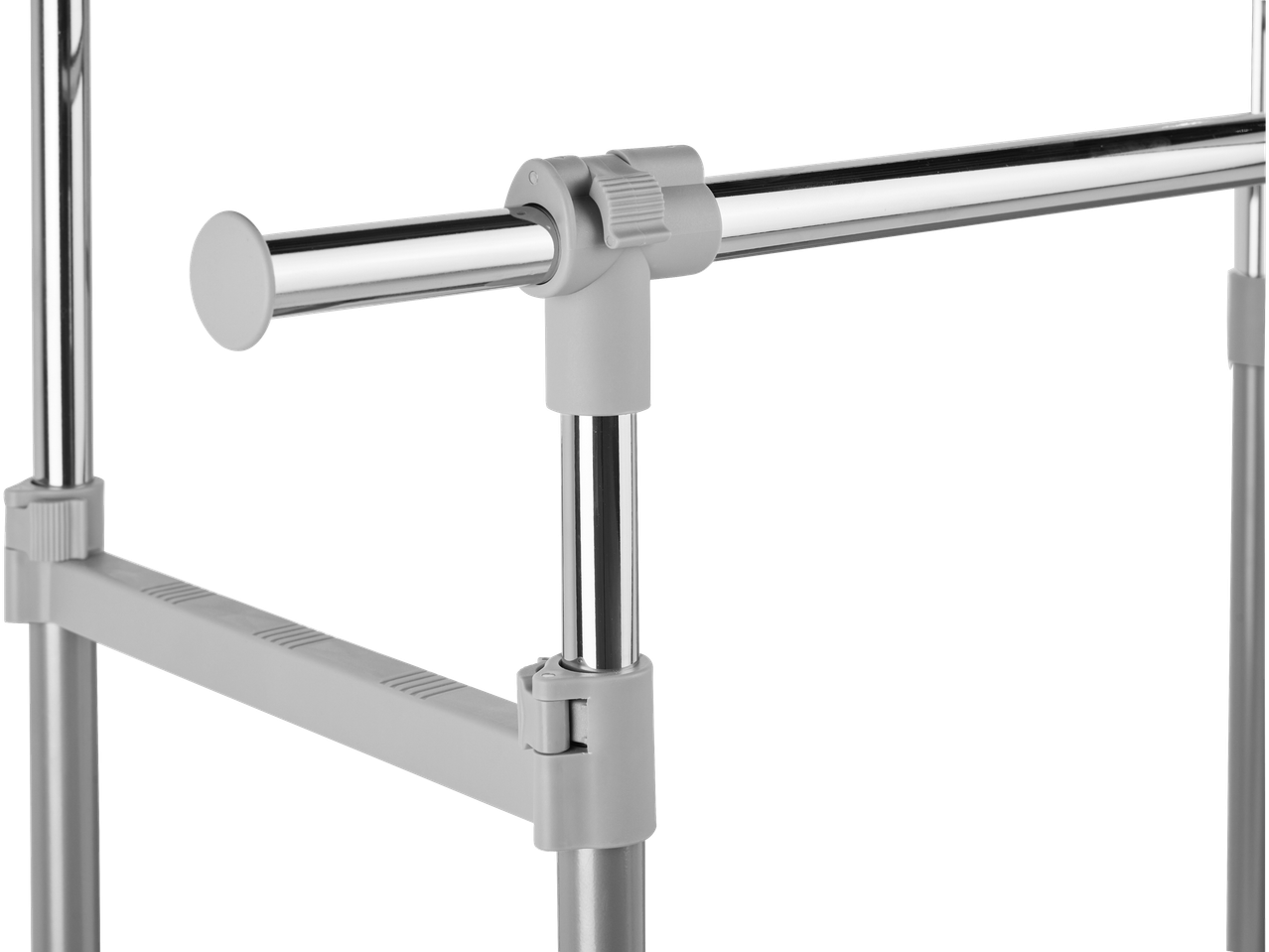 LIVARNO Suport haine: Metalinio drabužių strypo detalė su pilkais plastikiniais elementais