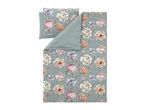 Floral duvet cover set with a light blue background and various colored flowers.
