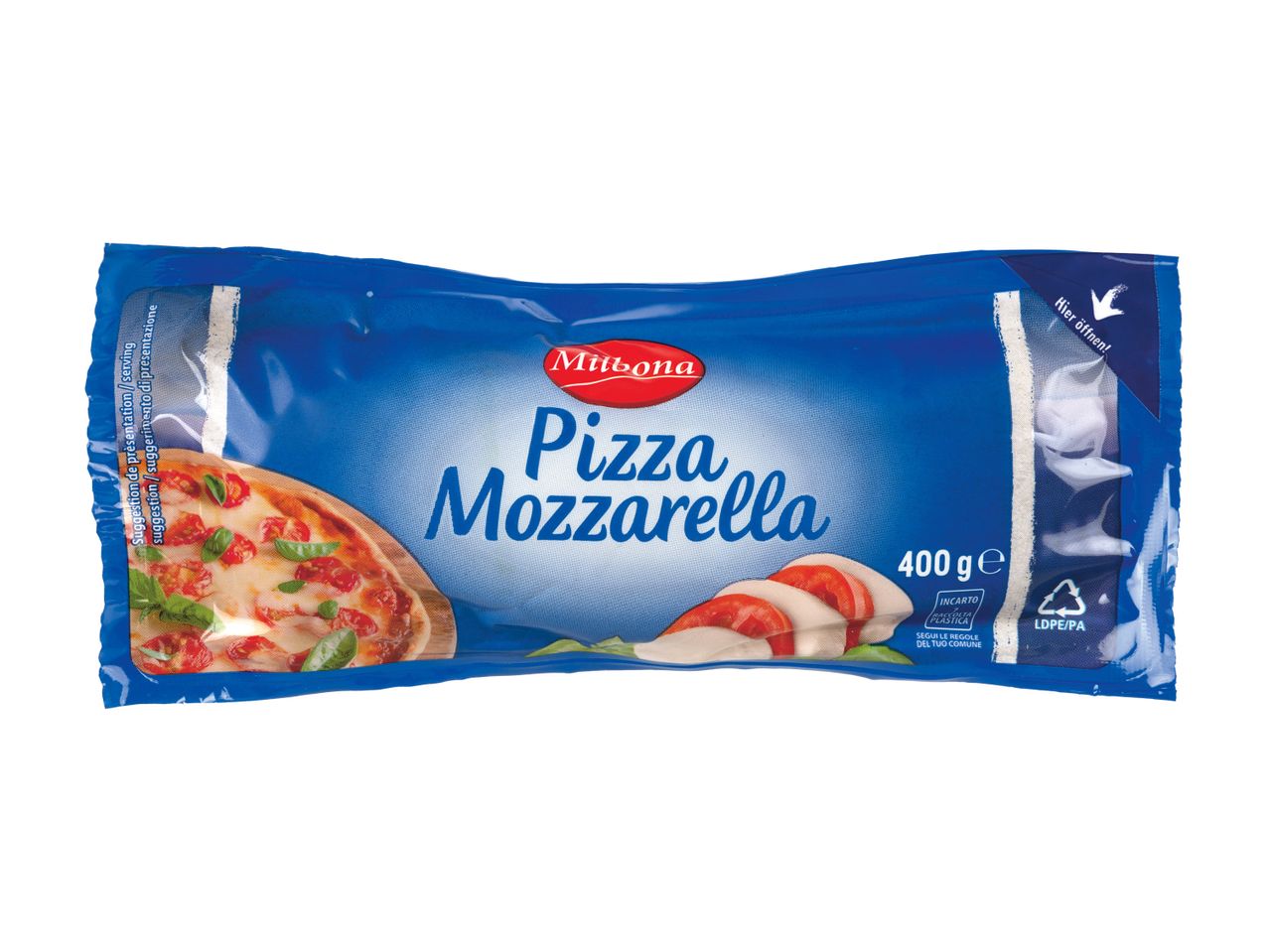 Milbona Pizza Mozzarella, 400g.
