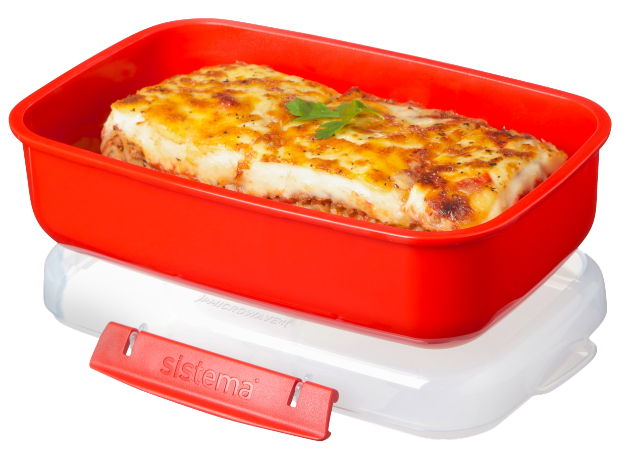 Sistema microwave container with lasagna
