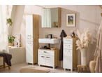 LIVARNO bathroom furniture with washbasin, cabinets, and natural decor.