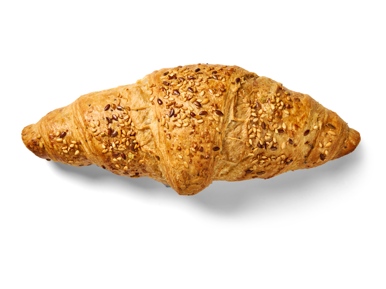 Croissant met zaden, van bovenaf gezien