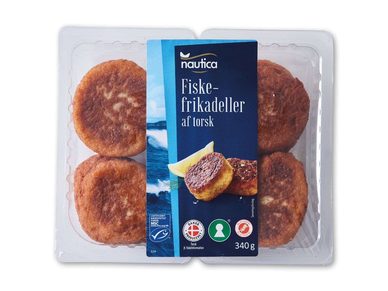 Pakke med Nautica fiskefrikadeller af torsk.