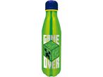 Green Minecraft water bottle with a Creeper face and 'GAME OVER' text.