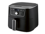 Black air fryer with a digital display showing 170°C and various cooking functions.