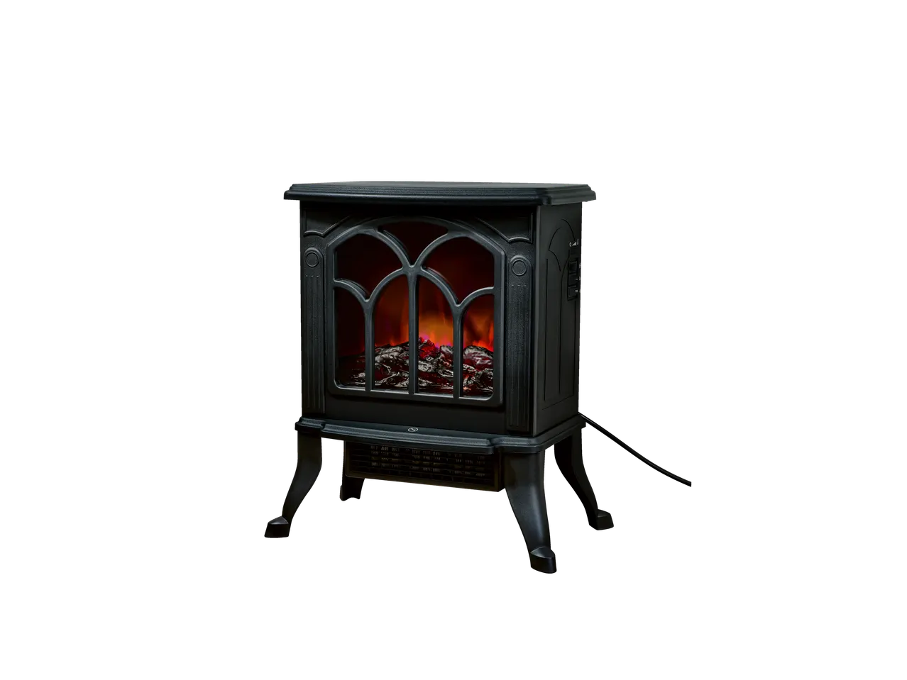 SILVERCREST® 1500W Electric Stove, a black electric fireplace with a glowing fire effect.