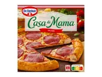 Verpakking van een salami pizza met de tekst 'Casa di Mama' en Nutri-Score A.