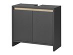 A dark gray bathroom Under Sink Storage Unit with two doors and a light wood accent.