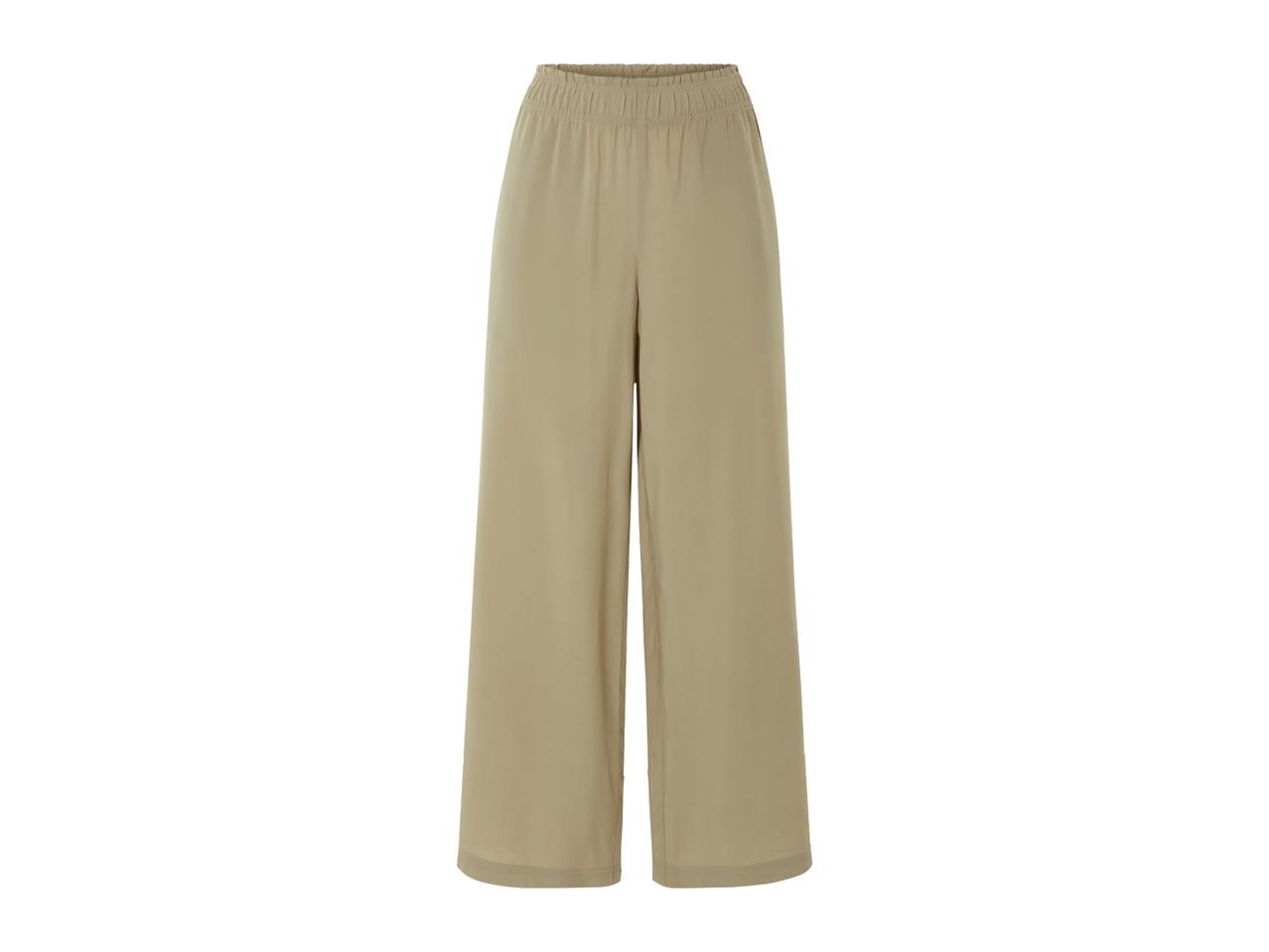 Beige wide-leg pants.