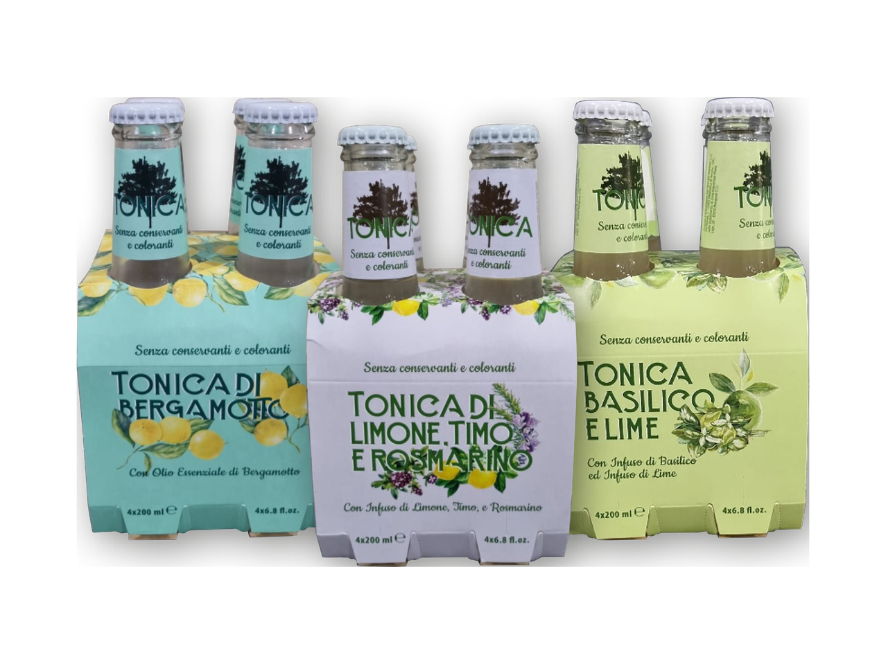 Tonica bergamotto, limone, timo e rosmarino o basilico e lime