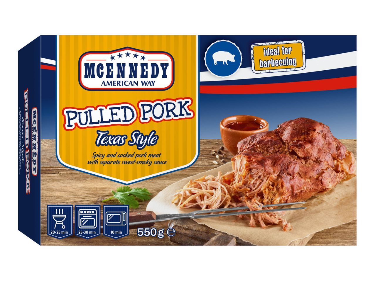 McEnnedy Pulled Pork, style Texas, idéal pour le barbecue.