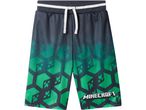 Shorts Minecraft per bambini, design a nido d'ape verde e grigio.
