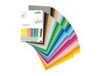 A fan of 50 sheets of coloured paper for crafts, 24 x 34 cm, 135 GSM.